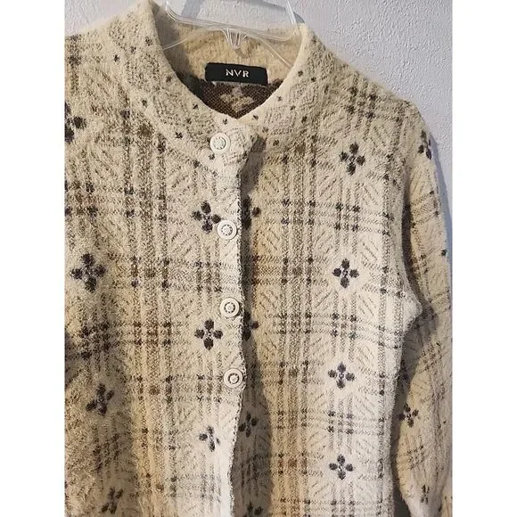 NVR Cardigan Sweater Super Soft!!! Wool Blend Small Beige Tan - Picture 2 of 6